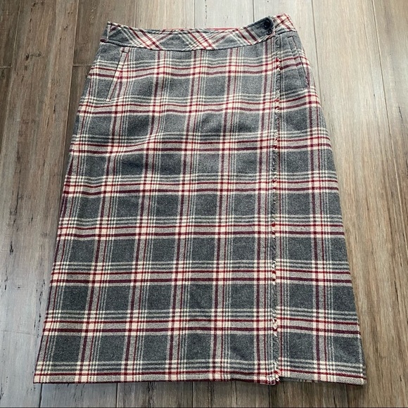 Eddie Bauer wool plaid wrap‎ skirt - Picture 1 of 10